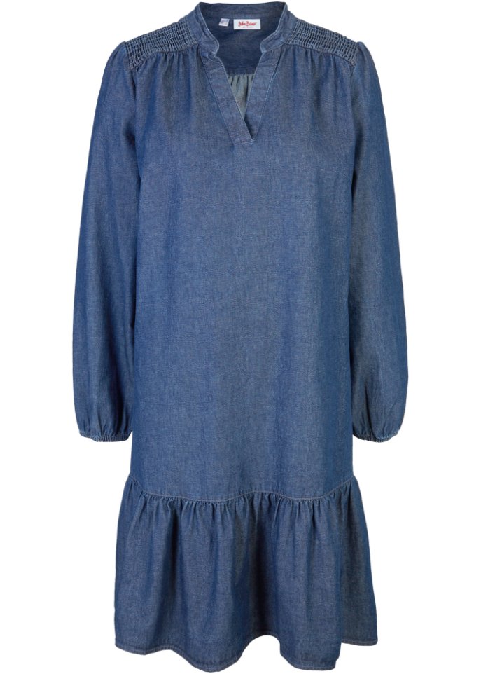 Tunika-Kleid in blau von vorne - John Baner JEANSWEAR