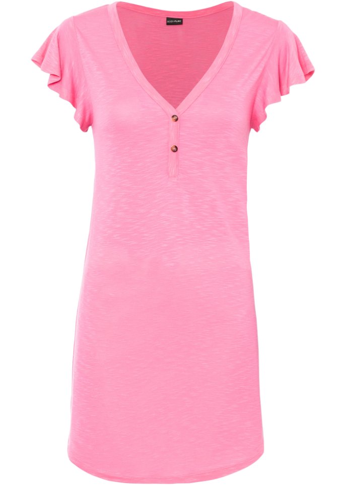 Longshirt mit Knöpfen in pink von vorne - BODYFLIRT