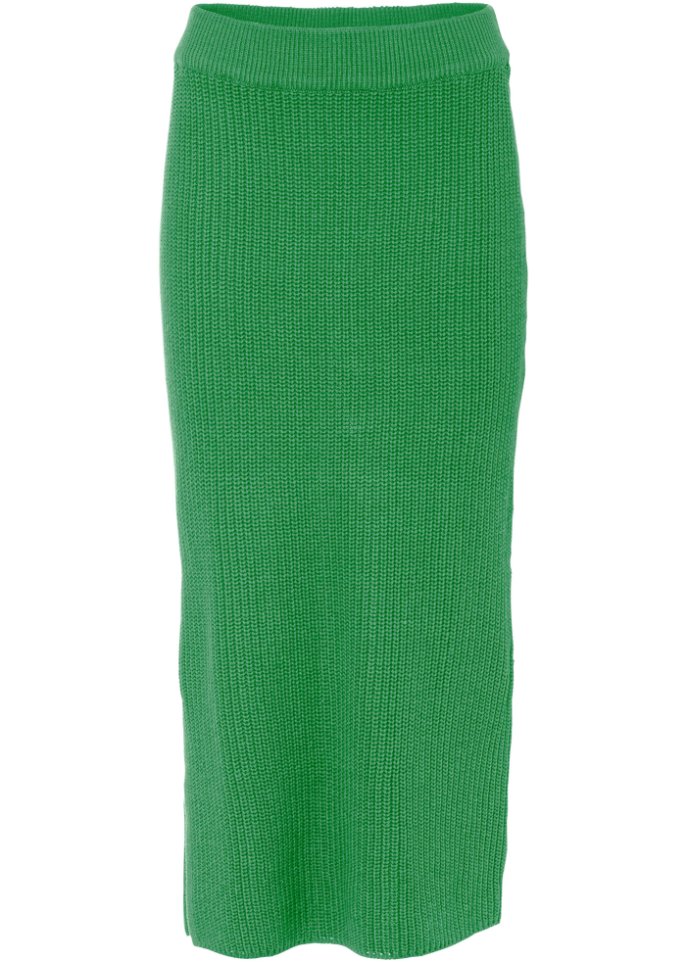 Strickrock mit Schlitz in grün von vorne - RAINBOW