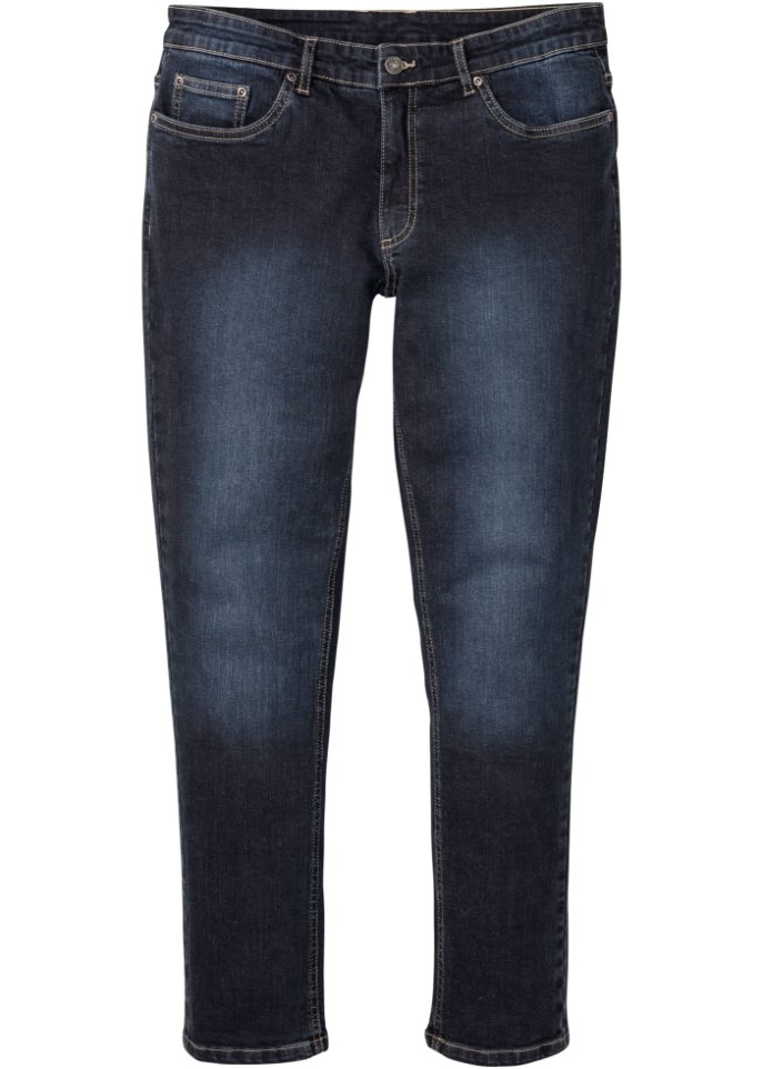 Slim Fit Stretch-Jeans, Straight in blau von vorne - RAINBOW