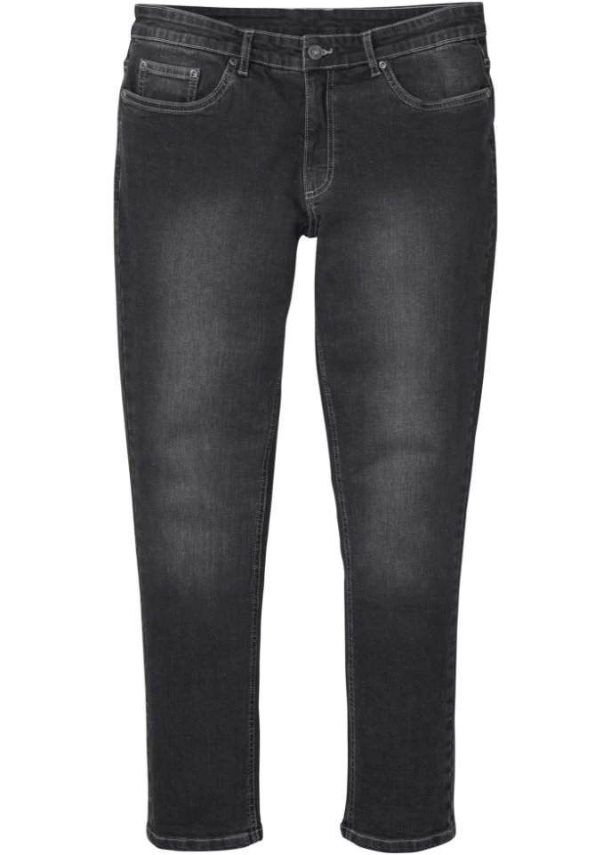 Slim Fit Stretch-Jeans, Straight in schwarz von vorne - RAINBOW
