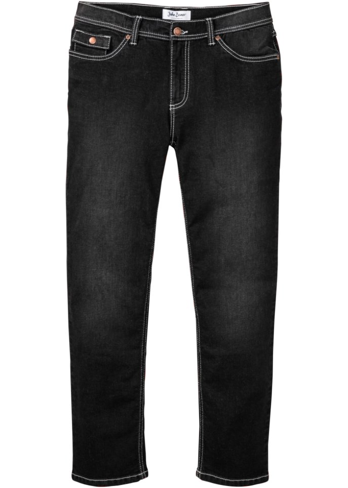 Regular Fit Stretch-Jeans, Straight in schwarz von vorne - John Baner JEANSWEAR