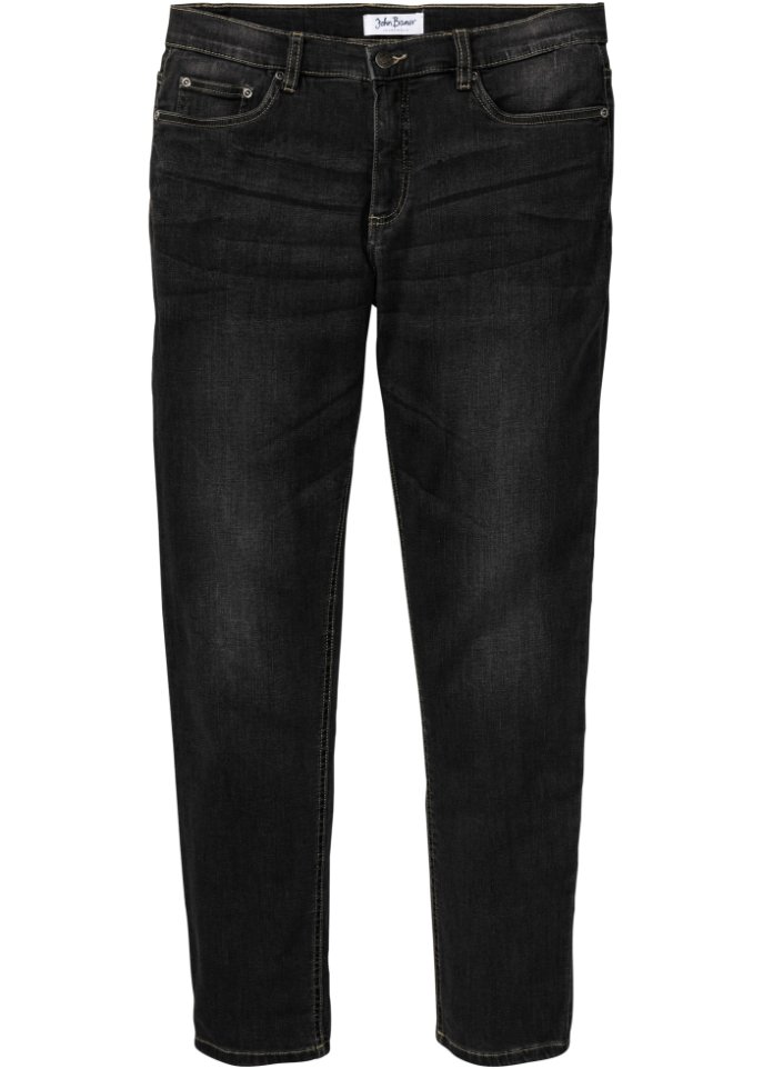 Regular Fit Stretch-Jeans, Tapered in schwarz von vorne - John Baner JEANSWEAR