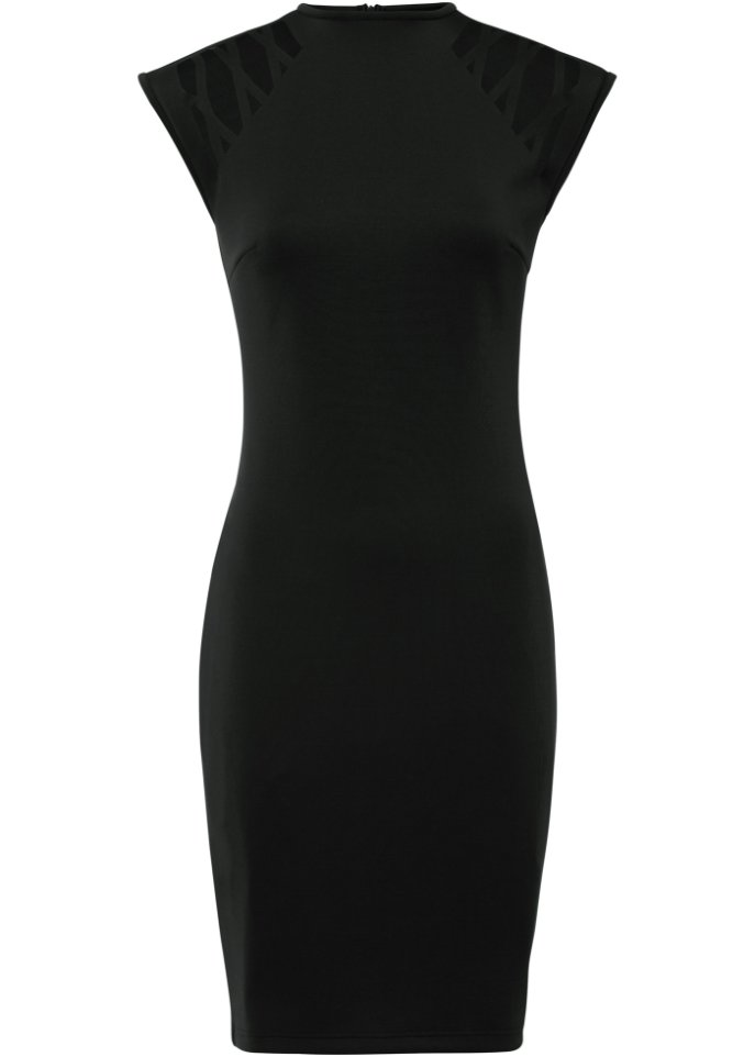 Kleid mit Laser-Cut in schwarz von vorne - BODYFLIRT boutique