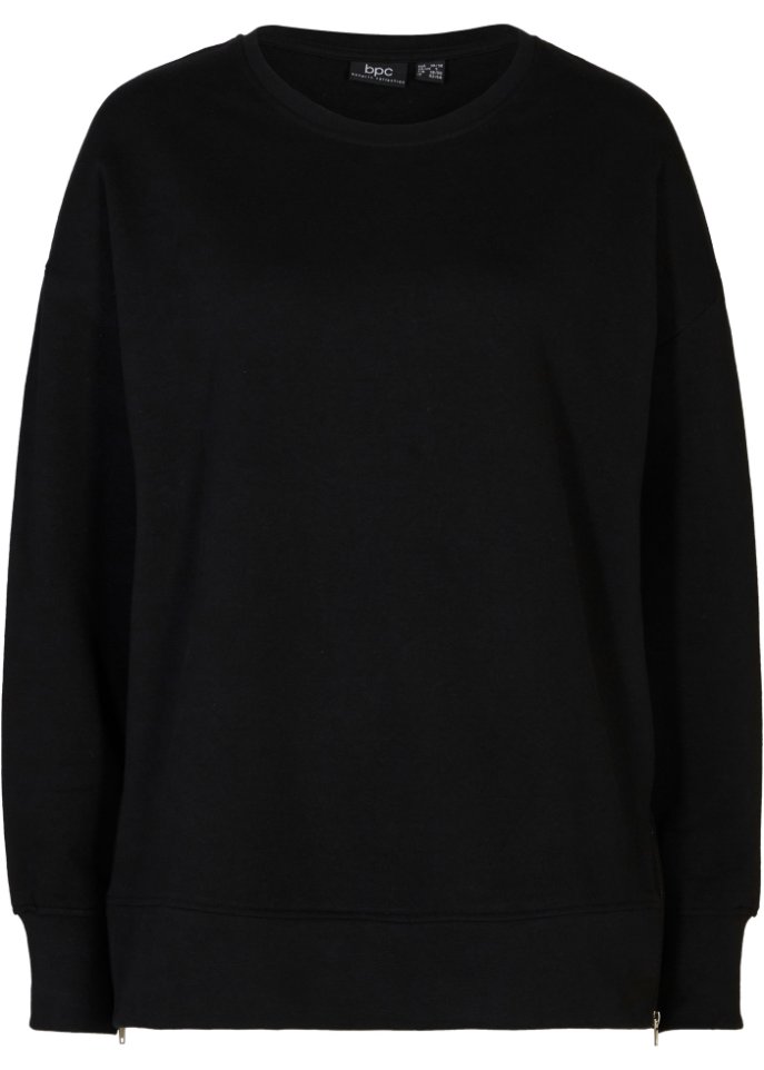 Sweatshirt mit Seitenschlitzen in schwarz von vorne - bpc bonprix collection