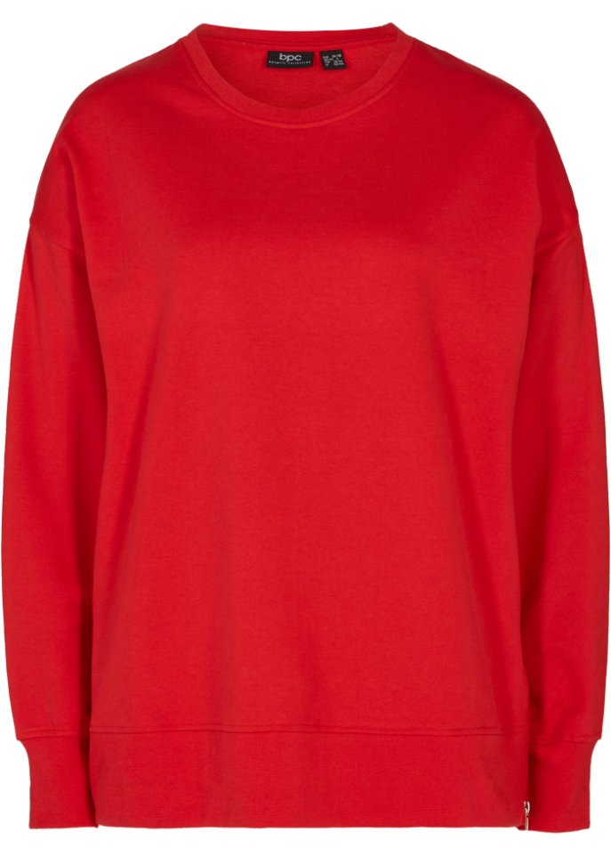Sweatshirt mit Seitenschlitzen, langarm in rot von vorne - bpc bonprix collection