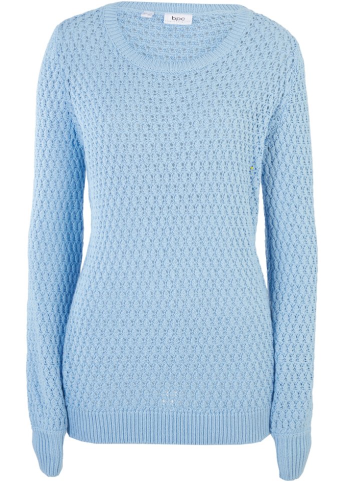 Pullover mit Strukturstrick in blau von vorne - bpc bonprix collection