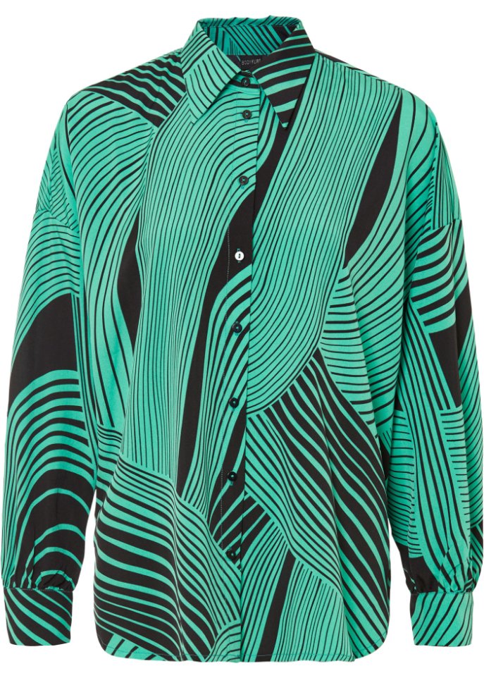 Bedruckte Bluse in grün von vorne - BODYFLIRT
