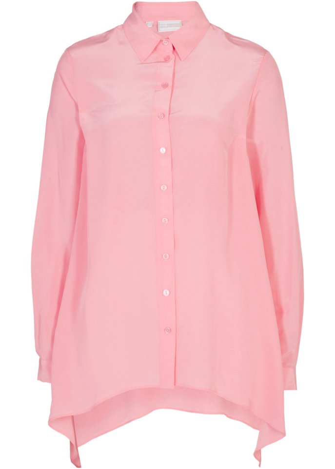 Bluse mit Seidenanteil in rosa von vorne - bonprix PREMIUM