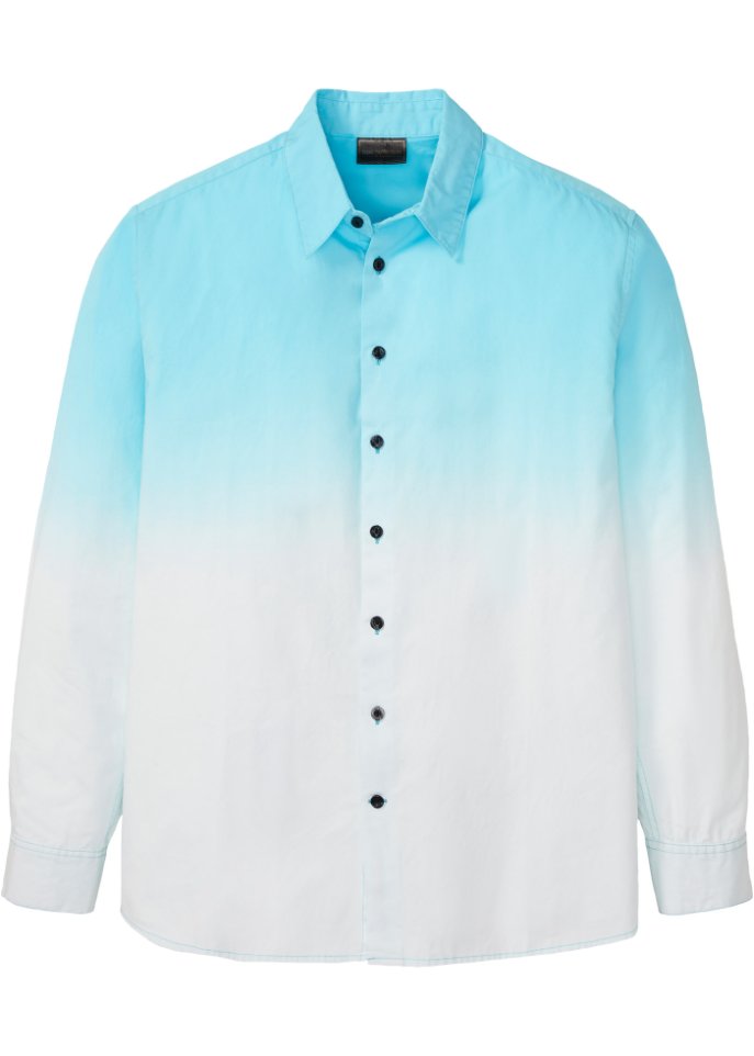 Langarmhemd mit Farbverlauf in blau von vorne - bpc selection