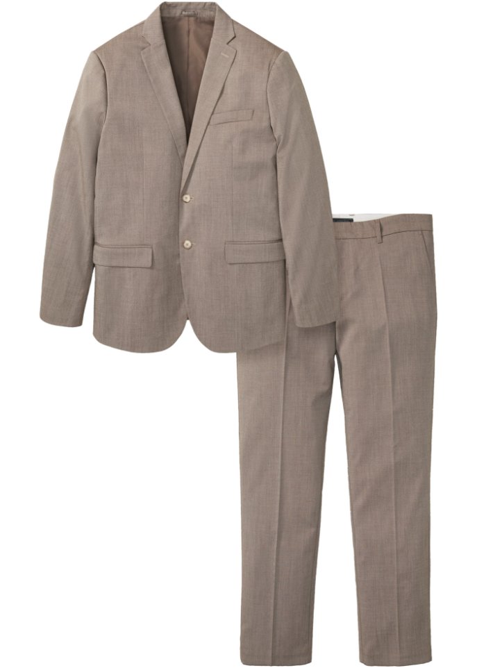Anzug (2-tlg.Set): Sakko und Hose in beige von vorne - bpc selection