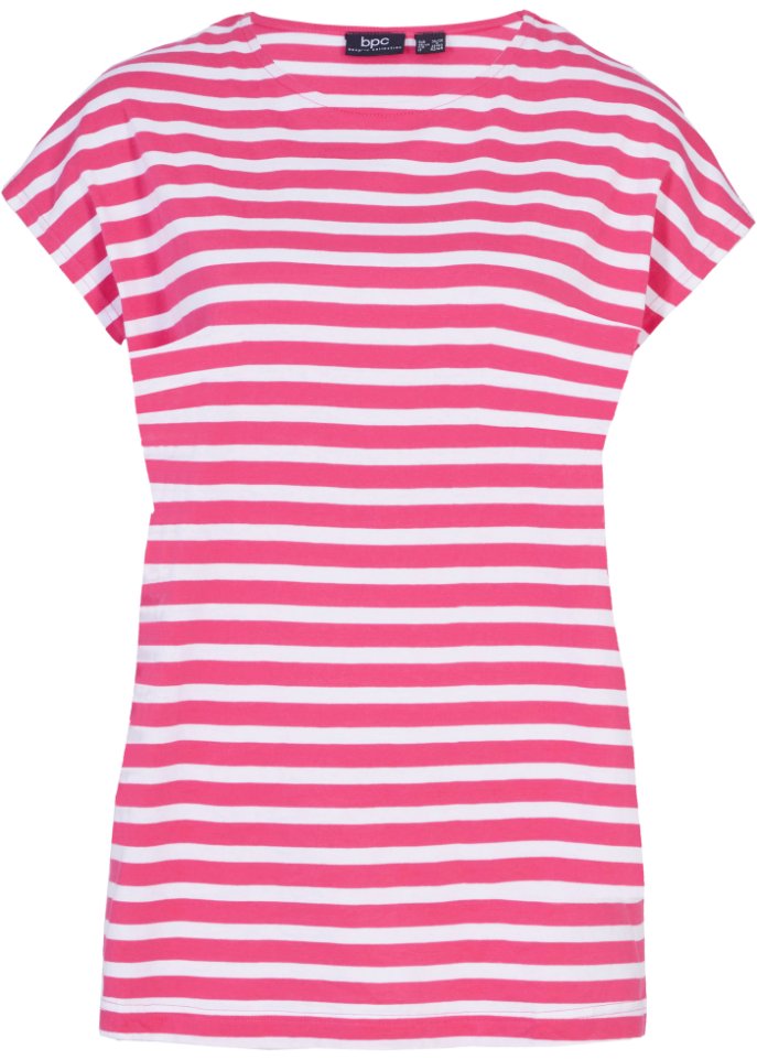 Gestreiftes Baumwoll-Shirt in pink von vorne - bpc bonprix collection