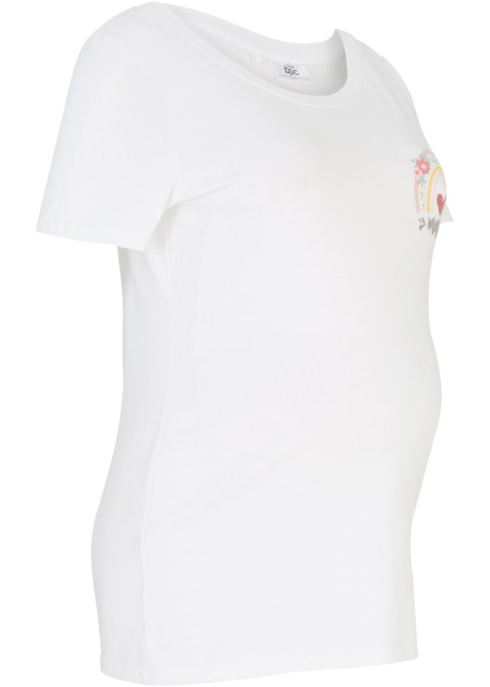 Umstandsshirt mit Print aus Bio Baumwolle in weiß von vorne - bpc bonprix collection