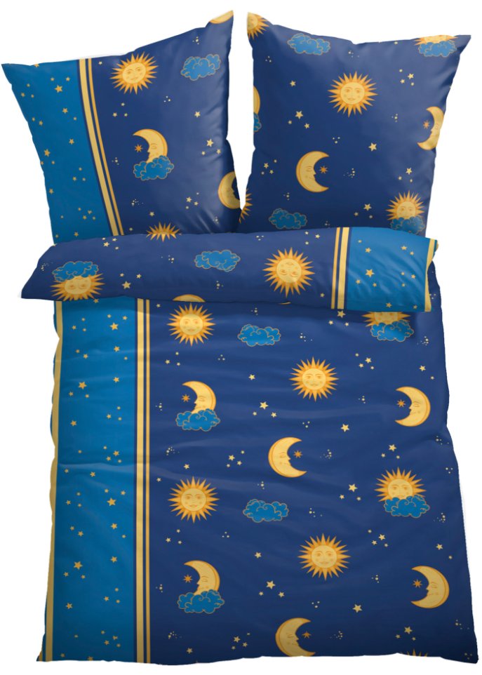 Bettwäsche mit Sonne, Mond und Sternen in blau - bpc living bonprix collection