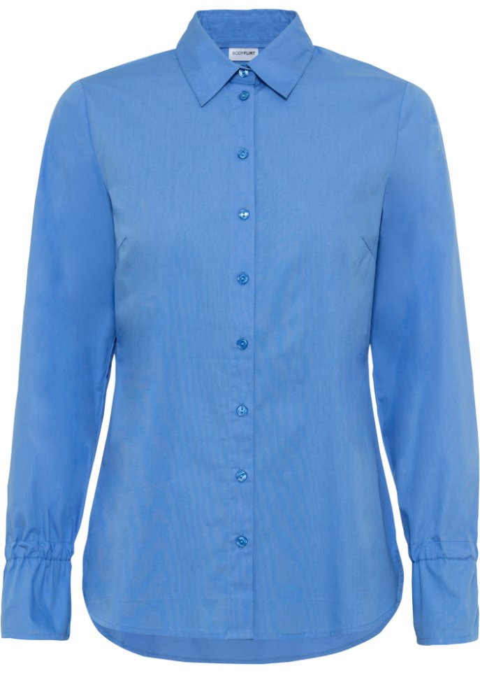 Oversize-Bluse mit Binde-Detail in blau von vorne - BODYFLIRT