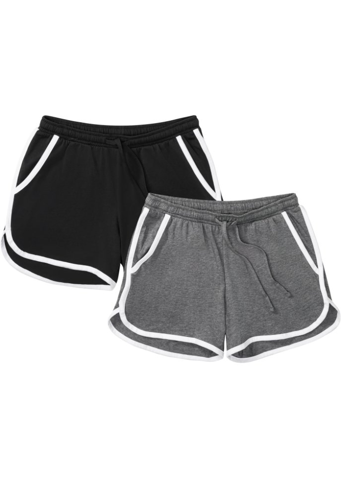 Shorts Hotpants (2er Pack) in grau von vorne - bpc bonprix collection