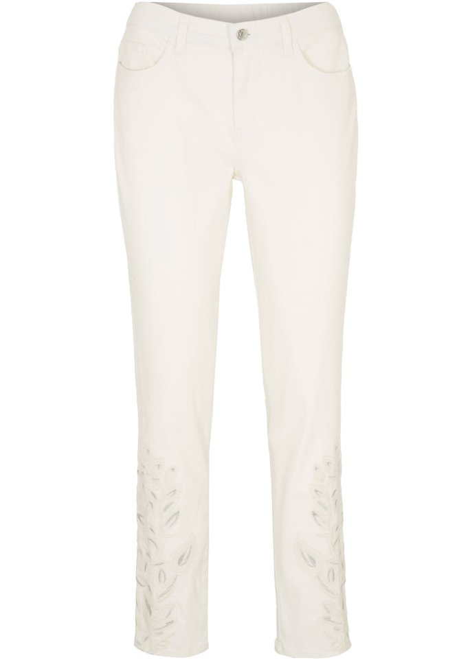 Jeans mit Stickerei in weiß von vorne - bpc selection premium