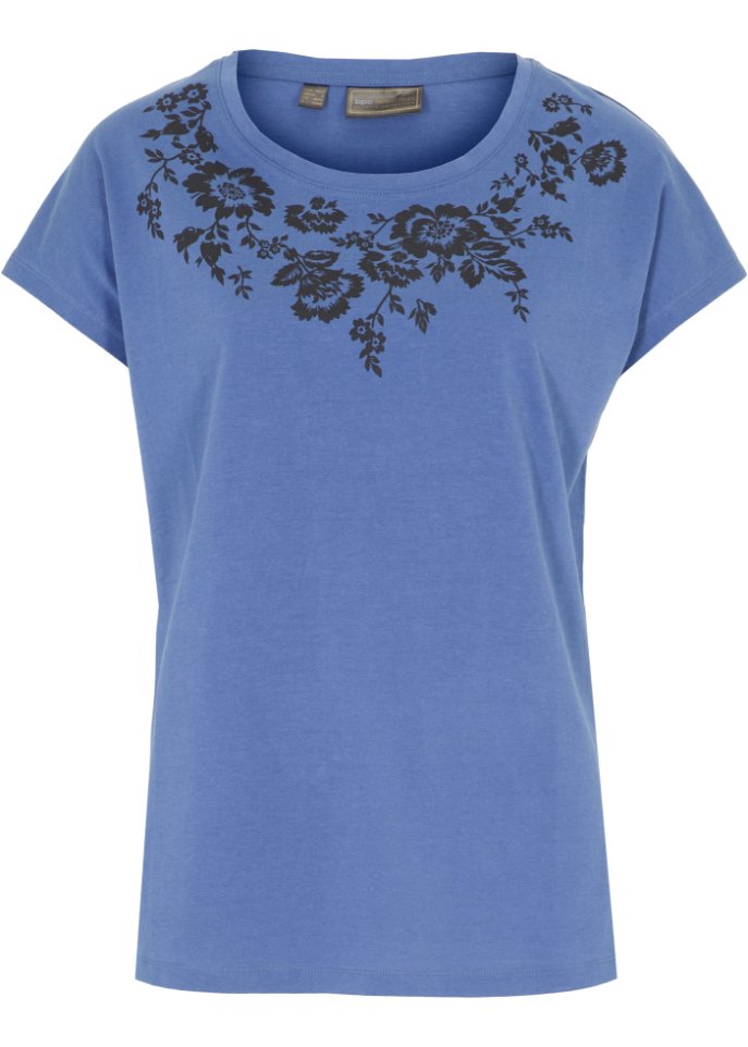 Shirt mit Blumendruck in blau von vorne - bpc selection