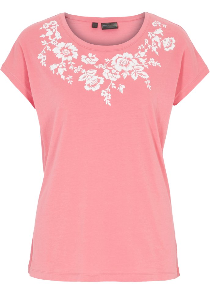 Shirt mit Blumendruck in rosa von vorne - bpc selection