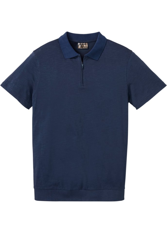 Poloshirt mit Bündchen in blau von vorne - bpc selection