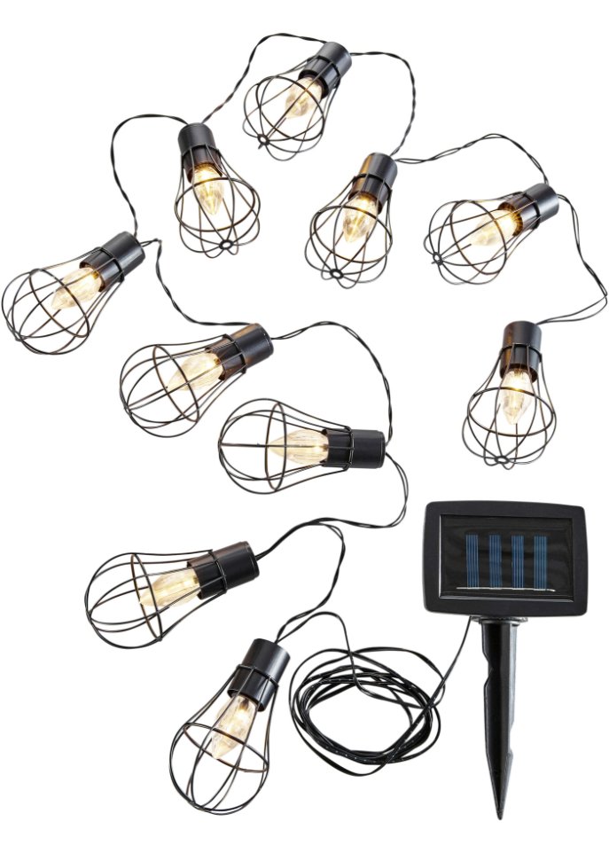 Solar Lichterkette mit 10 Lampen in schwarz - bpc living bonprix collection