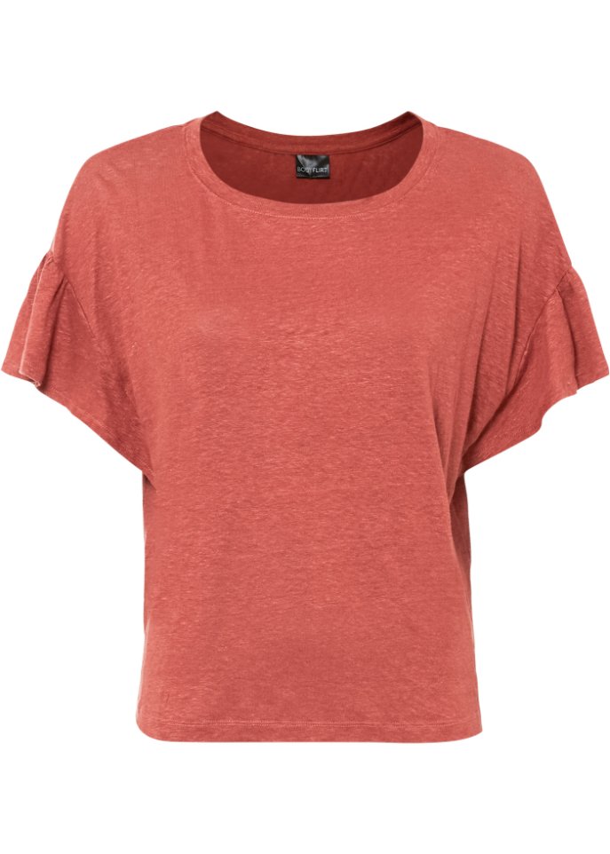 Leinen-Shirt in rot von vorne - BODYFLIRT