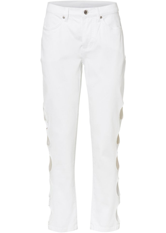 Hose mit Cut-Outs in weiß von vorne - RAINBOW