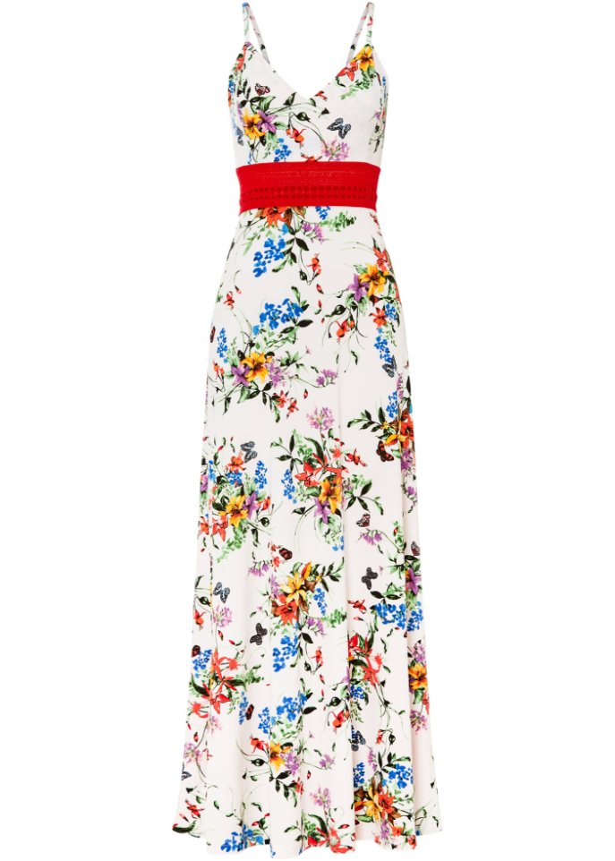 Kleid mit floralem Print in weiß von vorne - BODYFLIRT boutique