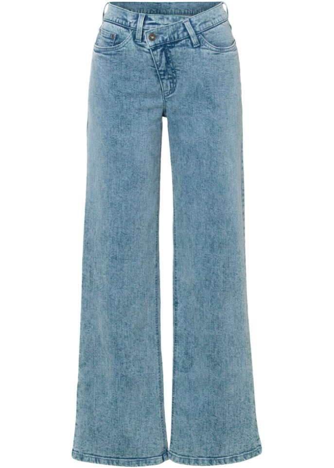 Weite Jeans mit schrägem Bund aus Bio-Baumwolle in blau - RAINBOW