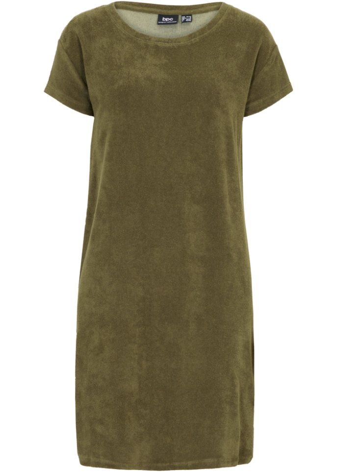 T-Shirt-Kleid aus Frottee in grün von vorne - bpc bonprix collection