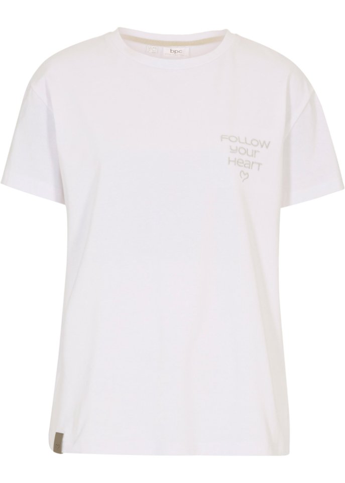 T-Shirt mit gesticktem Motiv in weiß von vorne - bpc bonprix collection