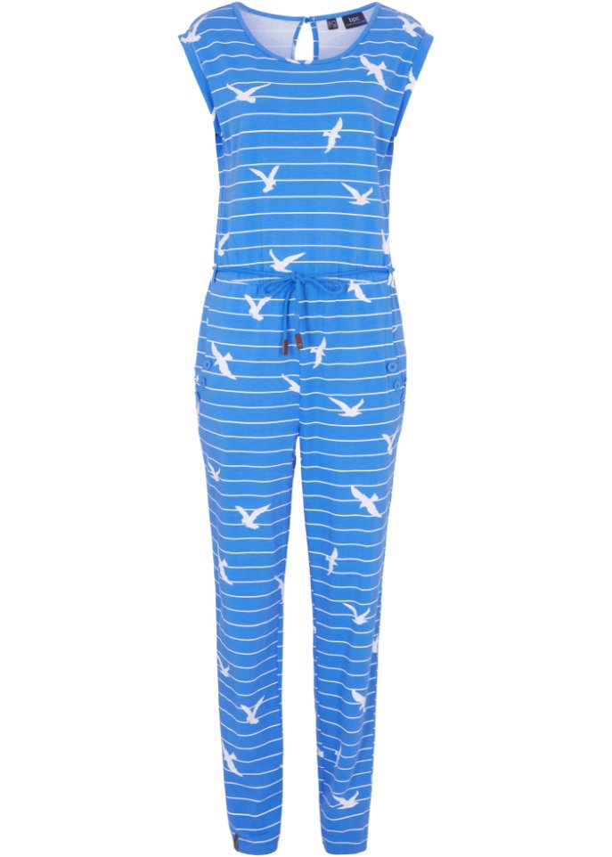 Jumpsuit bedruckt  in blau von vorne - bpc bonprix collection
