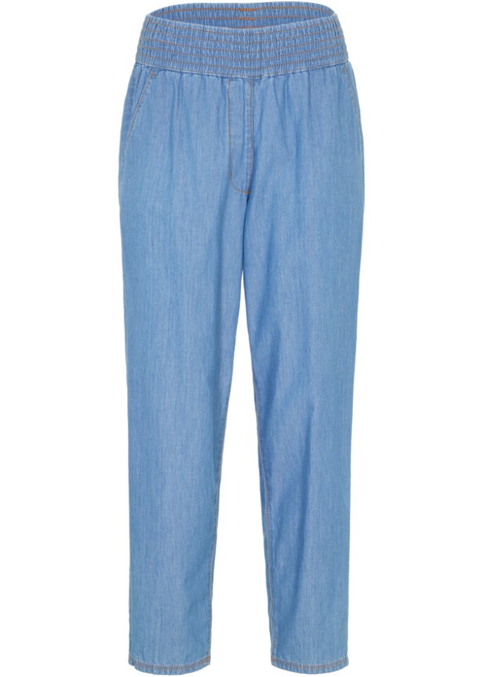  Mom Jeans, High-Waist, Bio-Baumwolle in blau von vorne - bpc bonprix collection