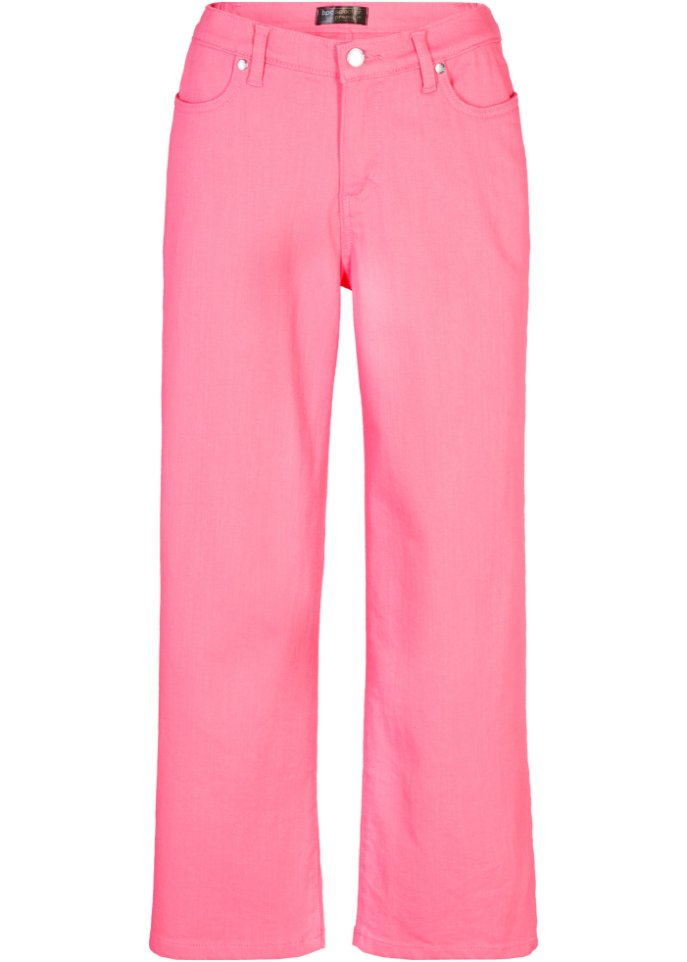 Stretch-Jeans-Culotte in rosa von vorne - bpc selection premium