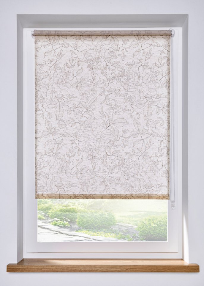 Sichtschutzrollo mit Blätterdruck in beige - bpc living bonprix collection