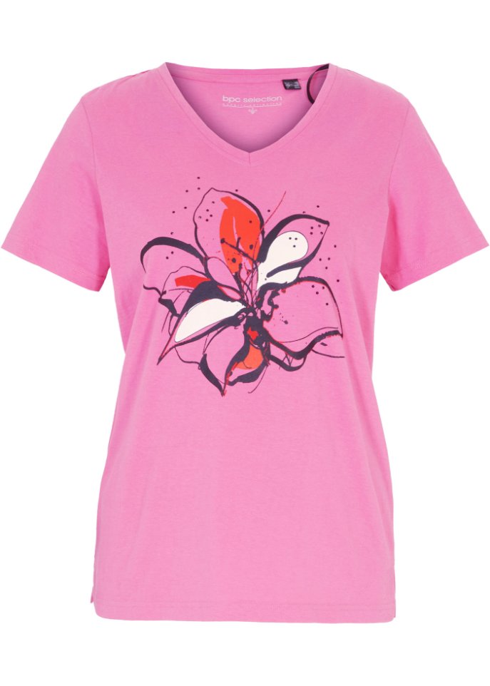 Shirt mit floralem Druck in pink von vorne - bpc selection