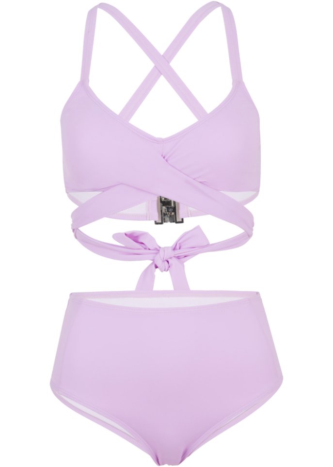 Bustier Bikini (2-tlg.Set) aus recyceltem Polyamid in lila von vorne - RAINBOW