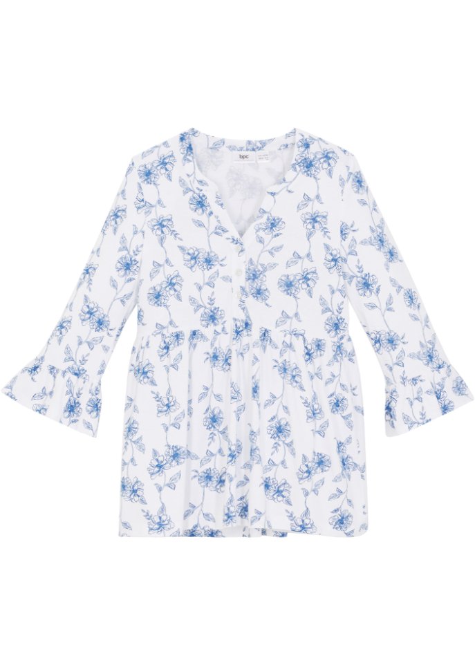 Mädchen Shirt-Tunika mit ¾ Arm in weiß von vorne - bpc bonprix collection