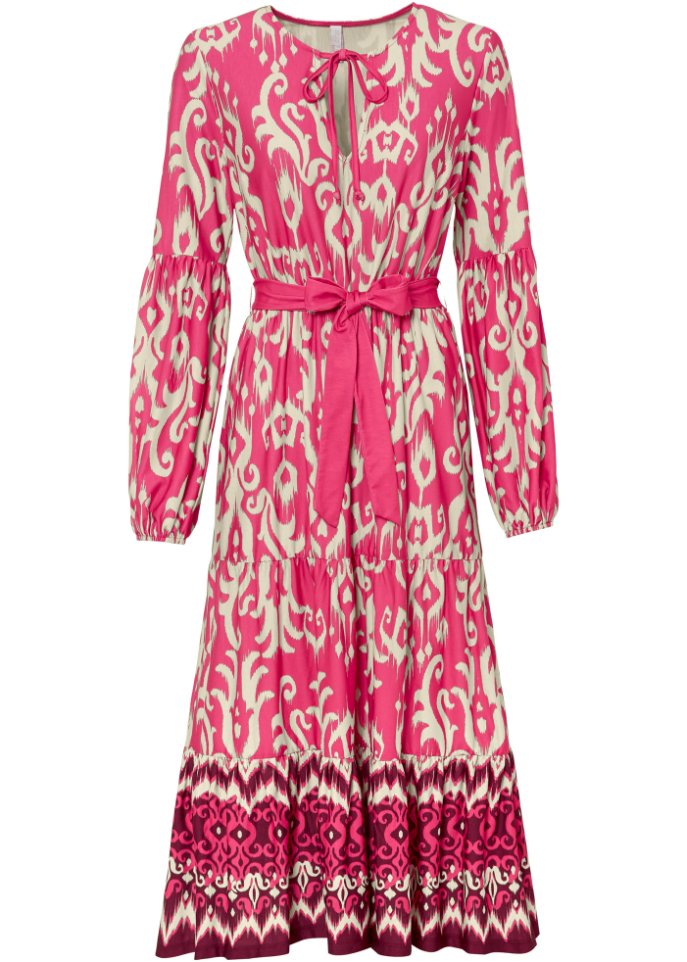 Kleid mit weitschwingendem Rock in pink von vorne - BODYFLIRT boutique