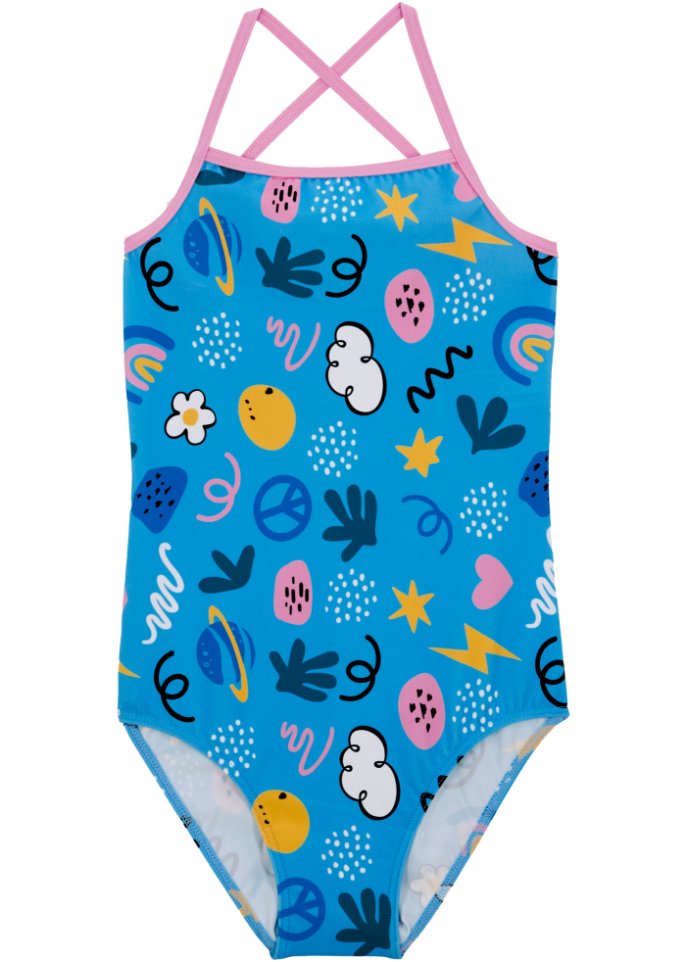 Mädchen Badeanzug nachhaltig  in blau von vorne - bpc bonprix collection