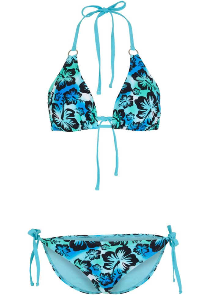 Triangel Bikini (2-tlg. Set) aus recyceltem Polyamid in blau von vorne - RAINBOW