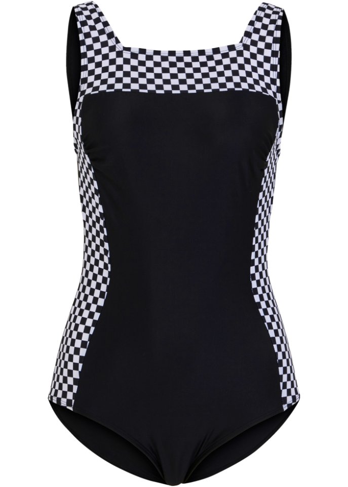 Shape Badeanzug leichte Formkraft in schwarz von vorne - bpc bonprix collection