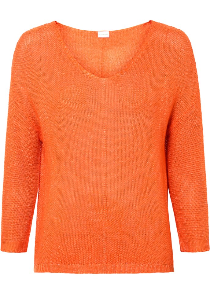 Sommer-Pullover mit Glanzgarn in orange von vorne - BODYFLIRT
