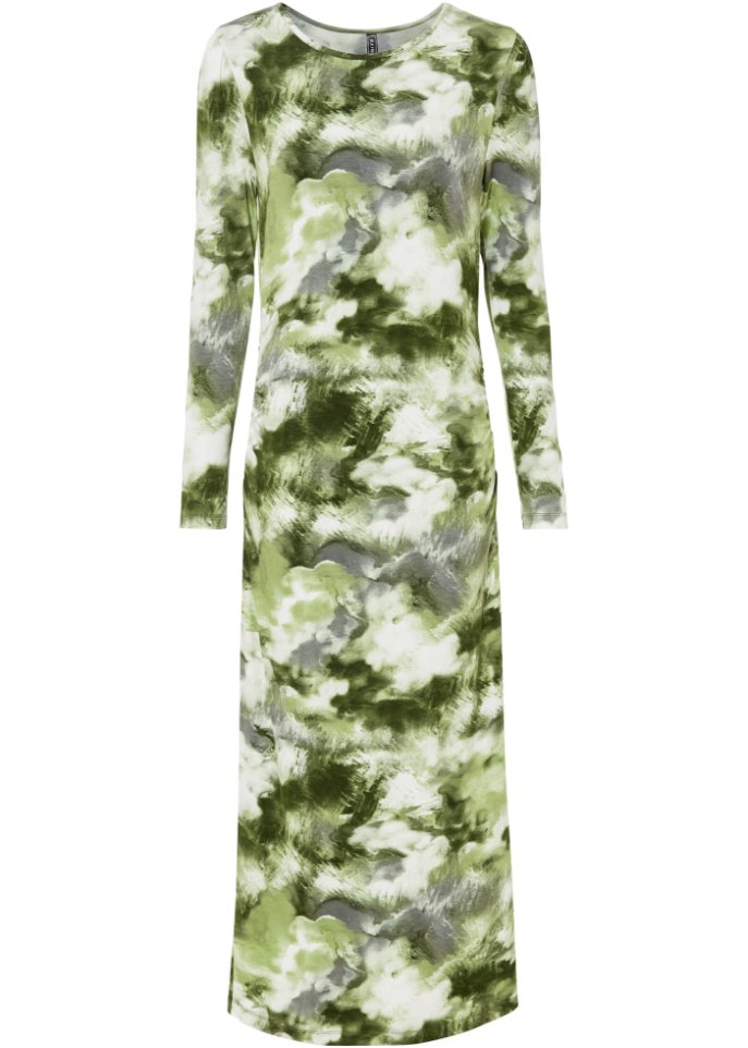 Maxi-Kleid mit Raffung in grün von vorne - RAINBOW