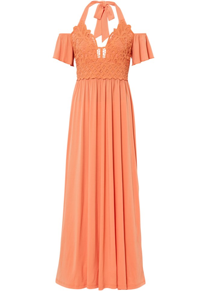 Jerseykleid in orange von vorne - BODYFLIRT boutique