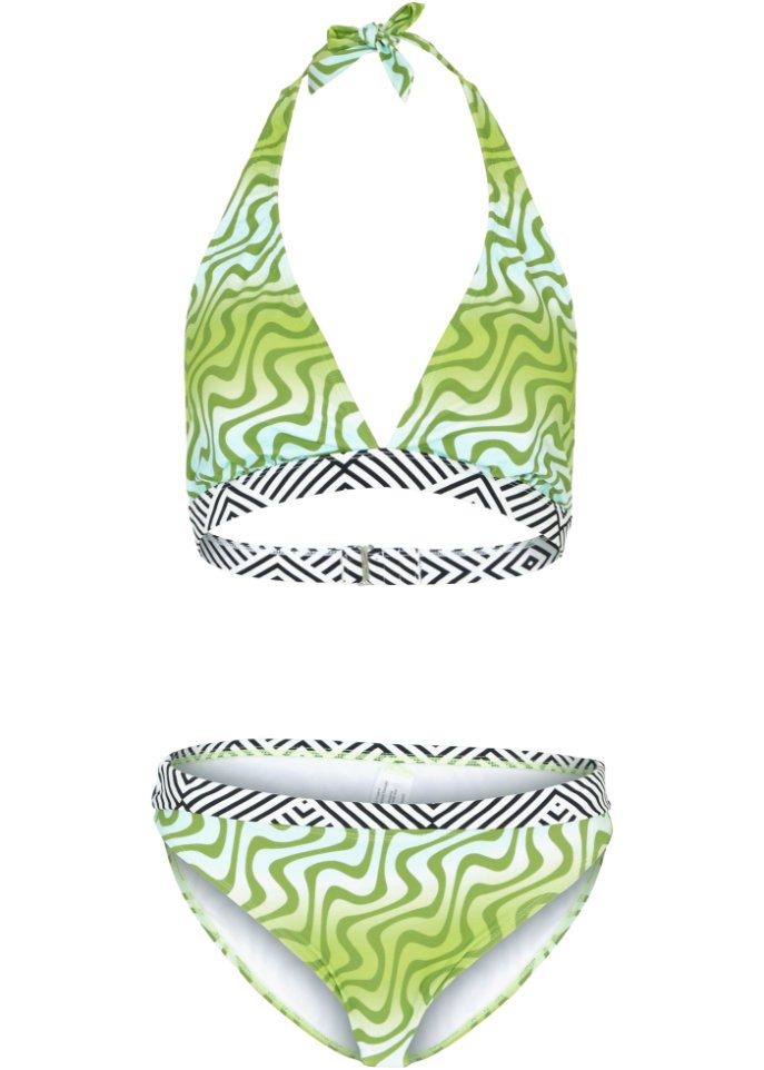 Bikini (2-tlg.Set) aus recyceltem Polyamid in grün von vorne - RAINBOW