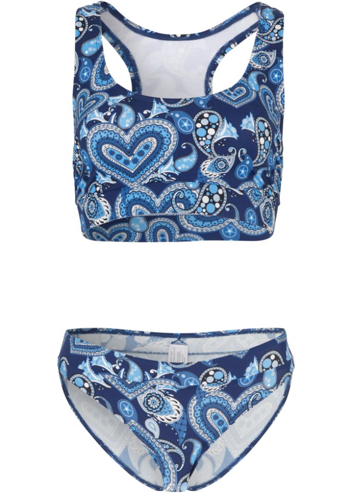 Bustier Bikini (2-tlg.Set) aus recyceltem Polyamid in blau von vorne - bpc bonprix collection