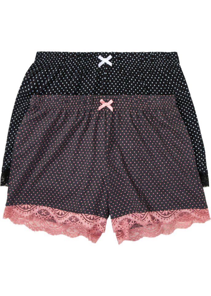 Shorts (2er Pack) in schwarz von vorne - bpc bonprix collection