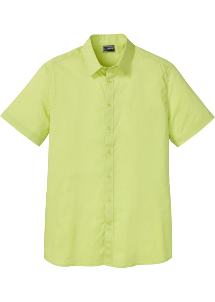 Stretch-Kurzarmhemd, Slim Fit in grün von vorne - RAINBOW