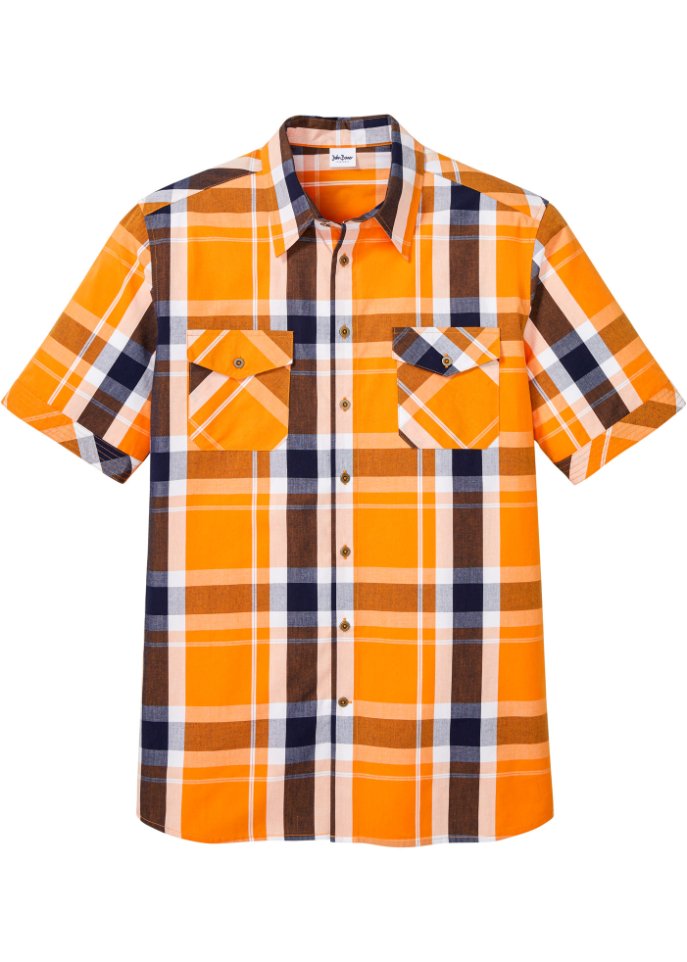 Kurzarmhemd in orange von vorne - John Baner JEANSWEAR
